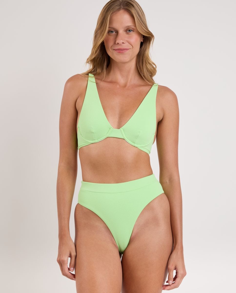 Top de Biquíni Triângulo Liso com Enchimento Verde-2