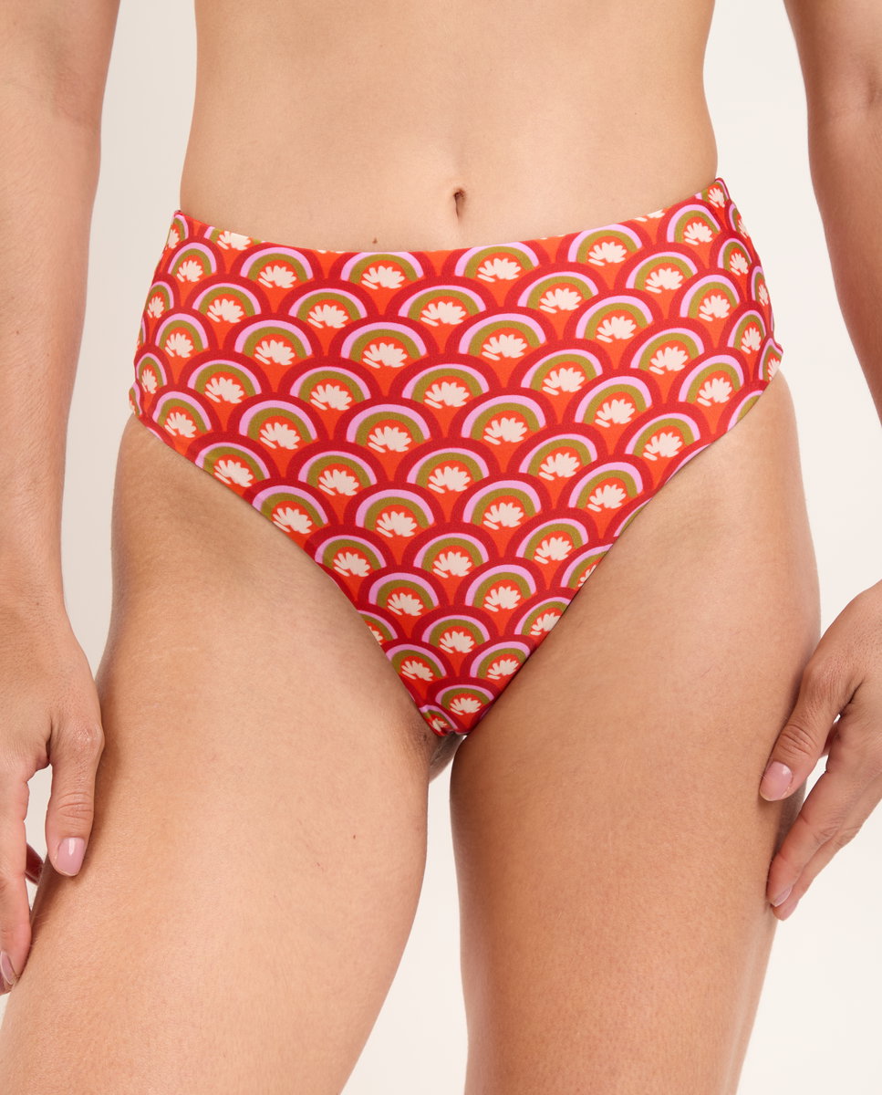 Cueca de Biquíni Culotte Estampada Bege-1