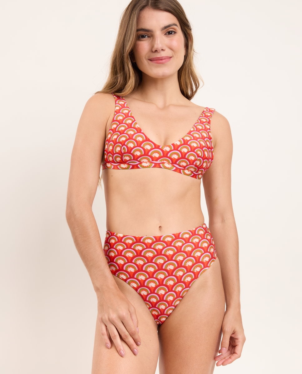 Cueca de Biquíni Culotte Estampada Bege-2