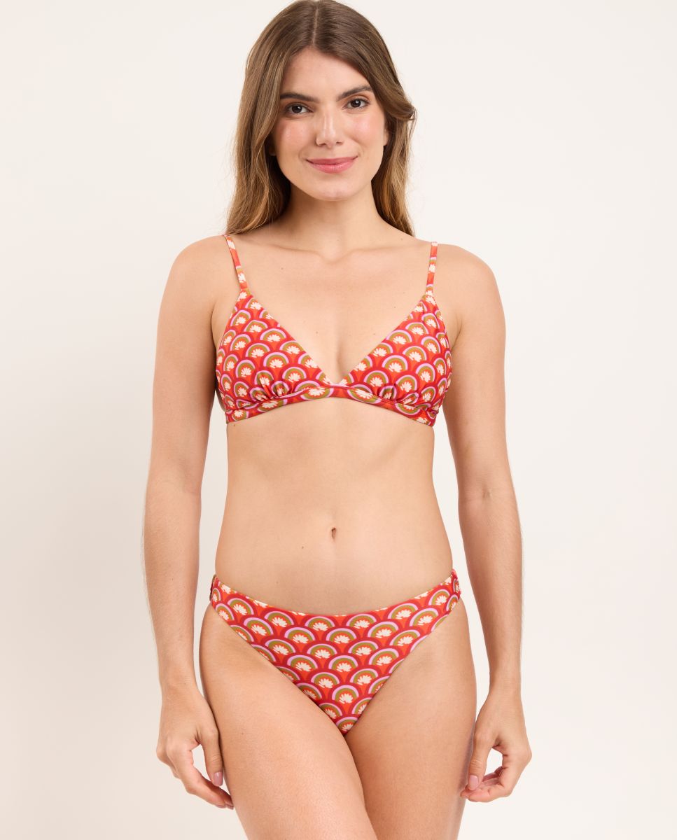 Cueca de Biquíni Brasileira Estampada Vermelho-2