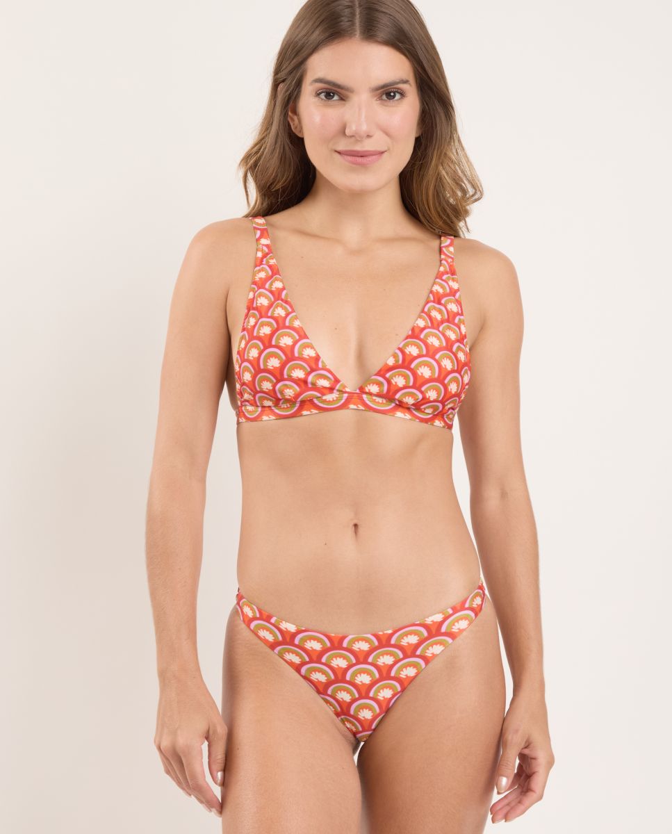 Cueca de Biquíni Brasileira Estampada Vermelho / Branco-2