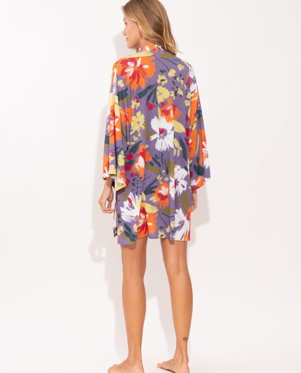 Vestido de Praia Branco/Roxo-2