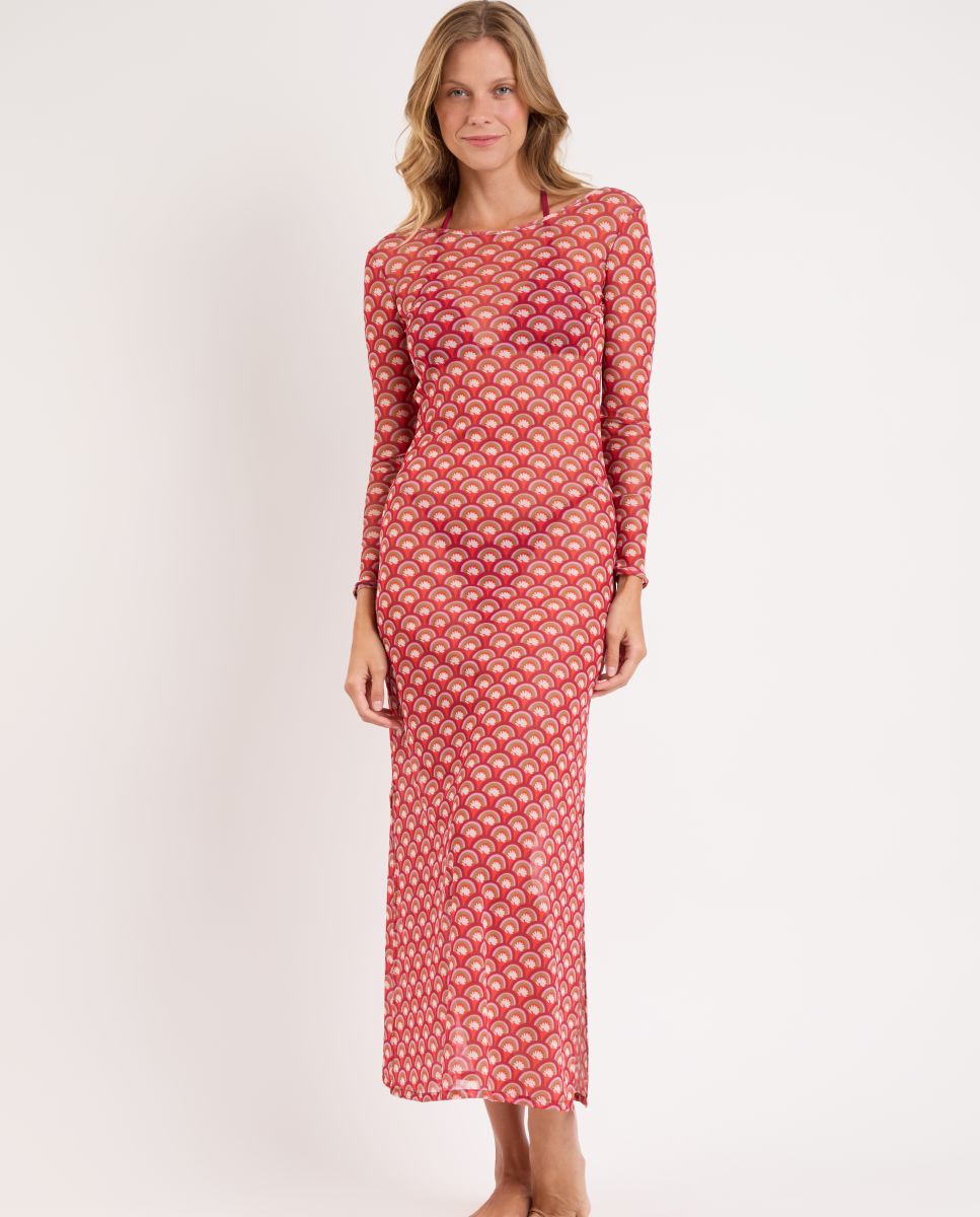 Vestido de Praia Maxi Rosa-1