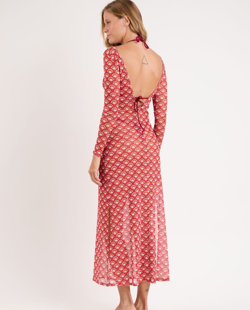 Vestido de Praia Maxi Rosa-2