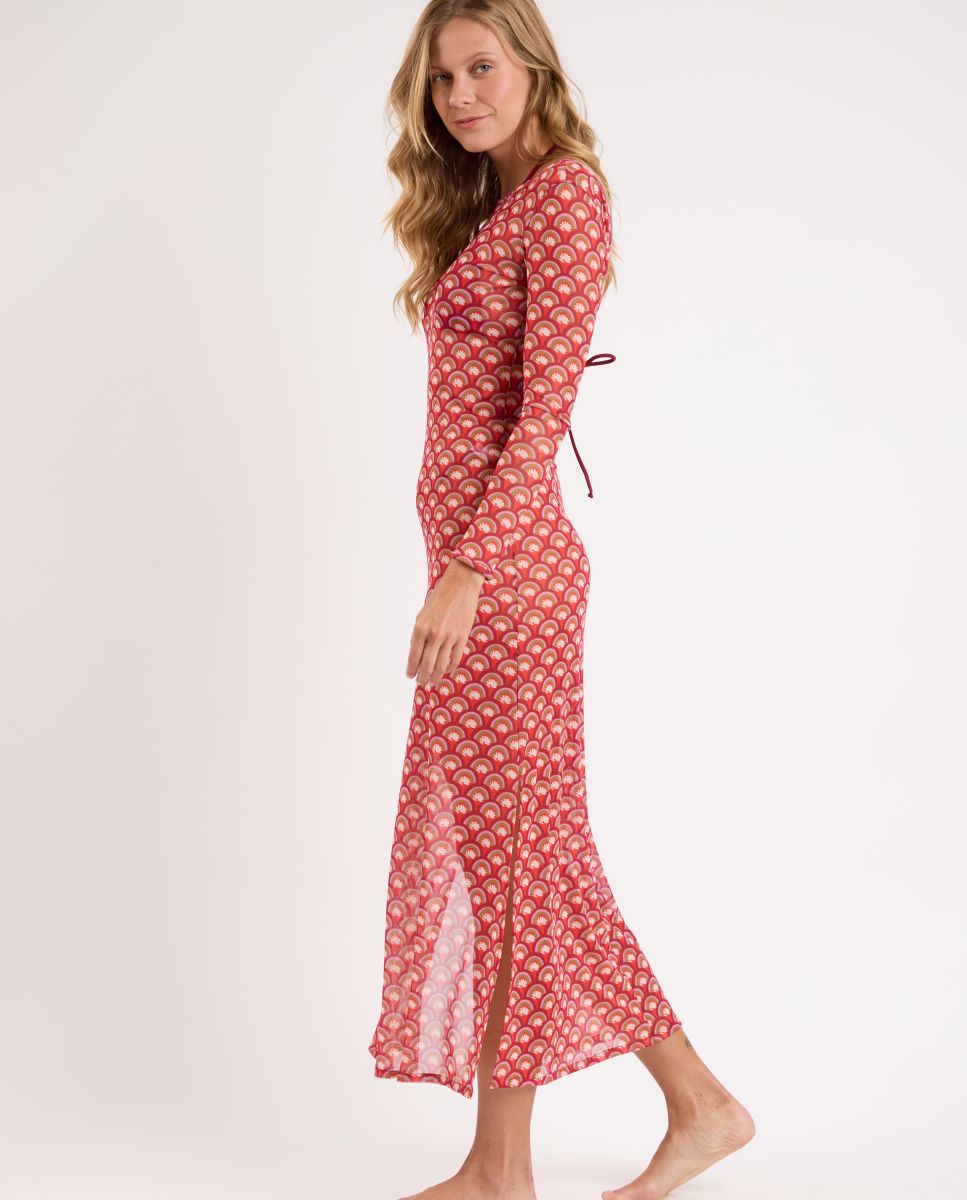 Vestido de Praia Maxi Rosa-3