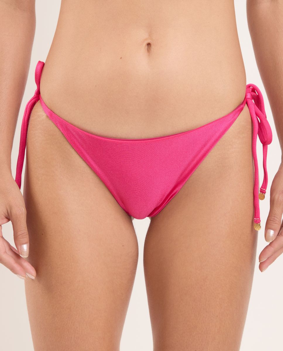 Cueca de Biquíni com Laço Lisa Rosa-4