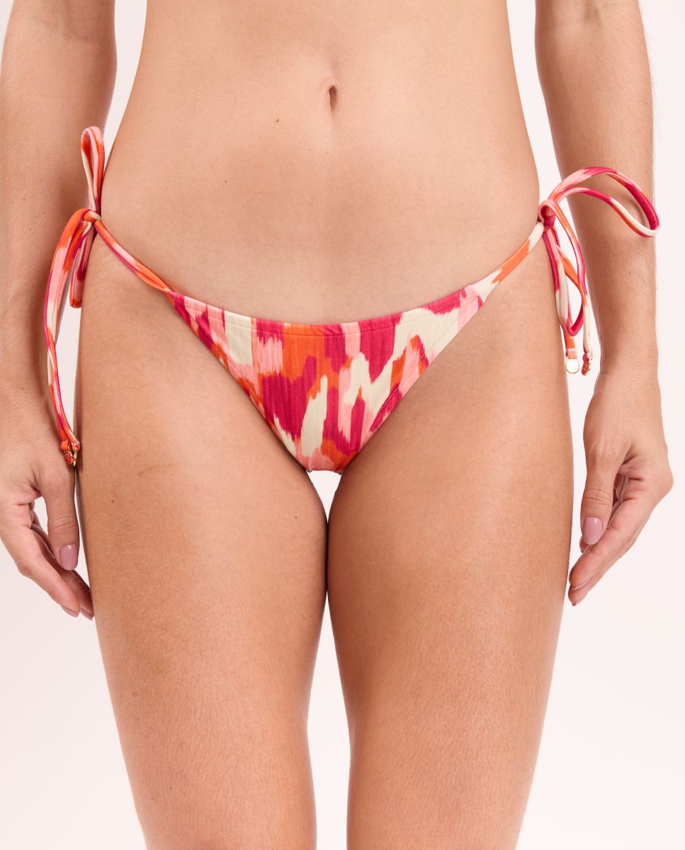 Cueca de Biquíni com Laço Estampada Vermelho / Branco-1
