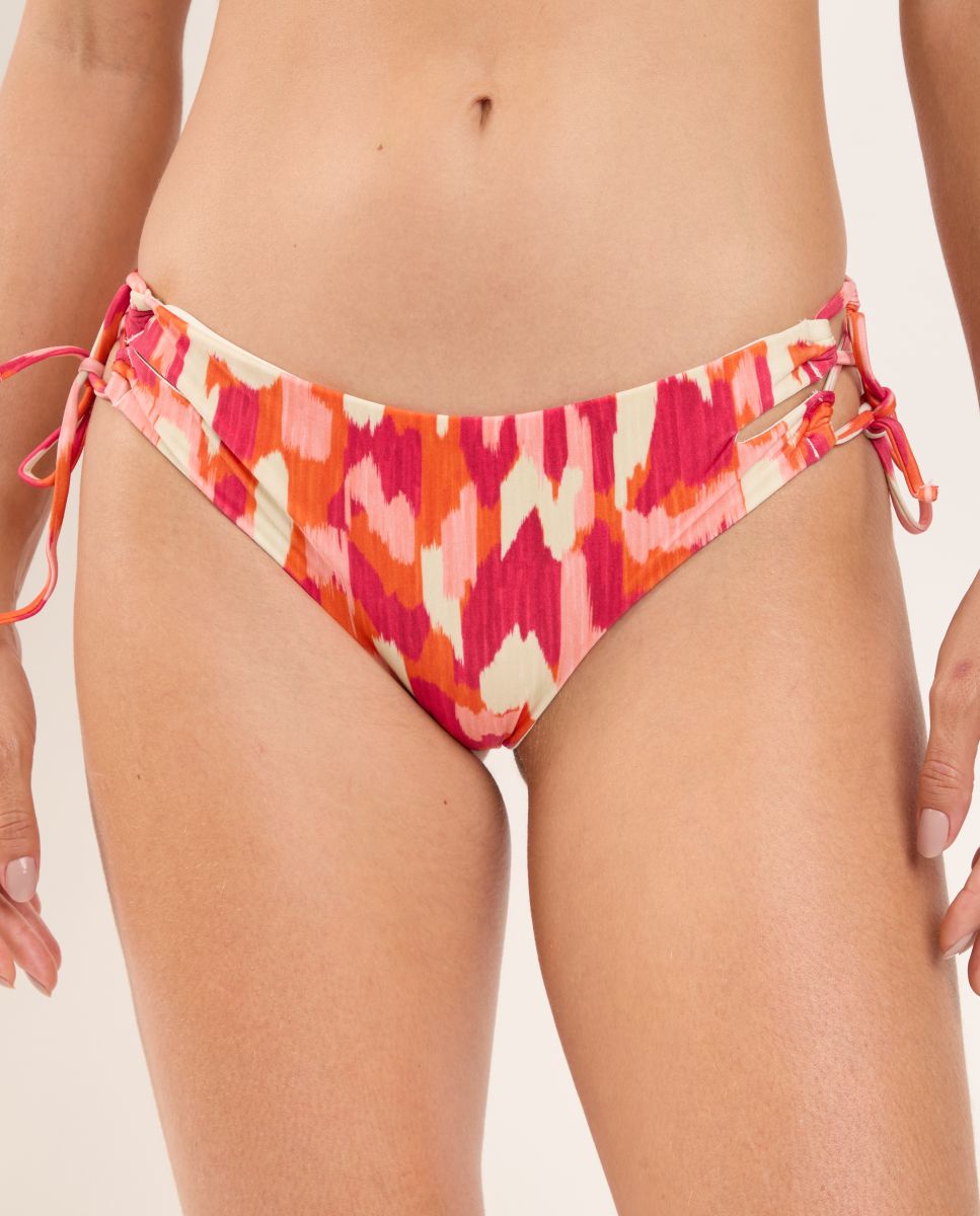 Cueca de Biquíni com Laço Estampada Vermelho / Branco-1