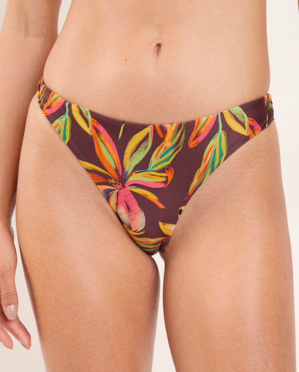 Cueca de Biquíni Brasileira Estampada Castanho / Laranja-1
