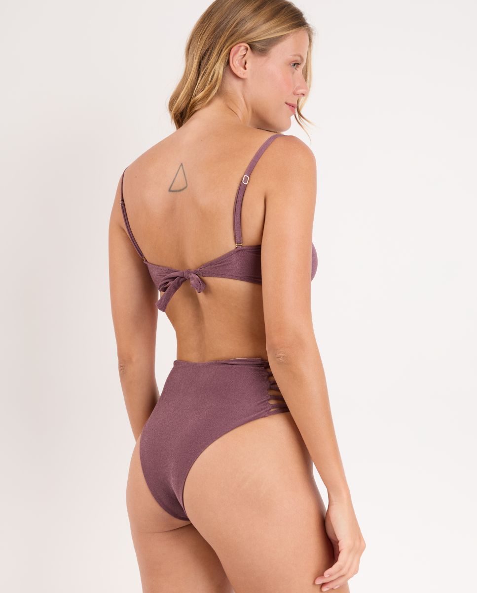 Top de Biquíni Bandeau Liso com Forro Ébano-3