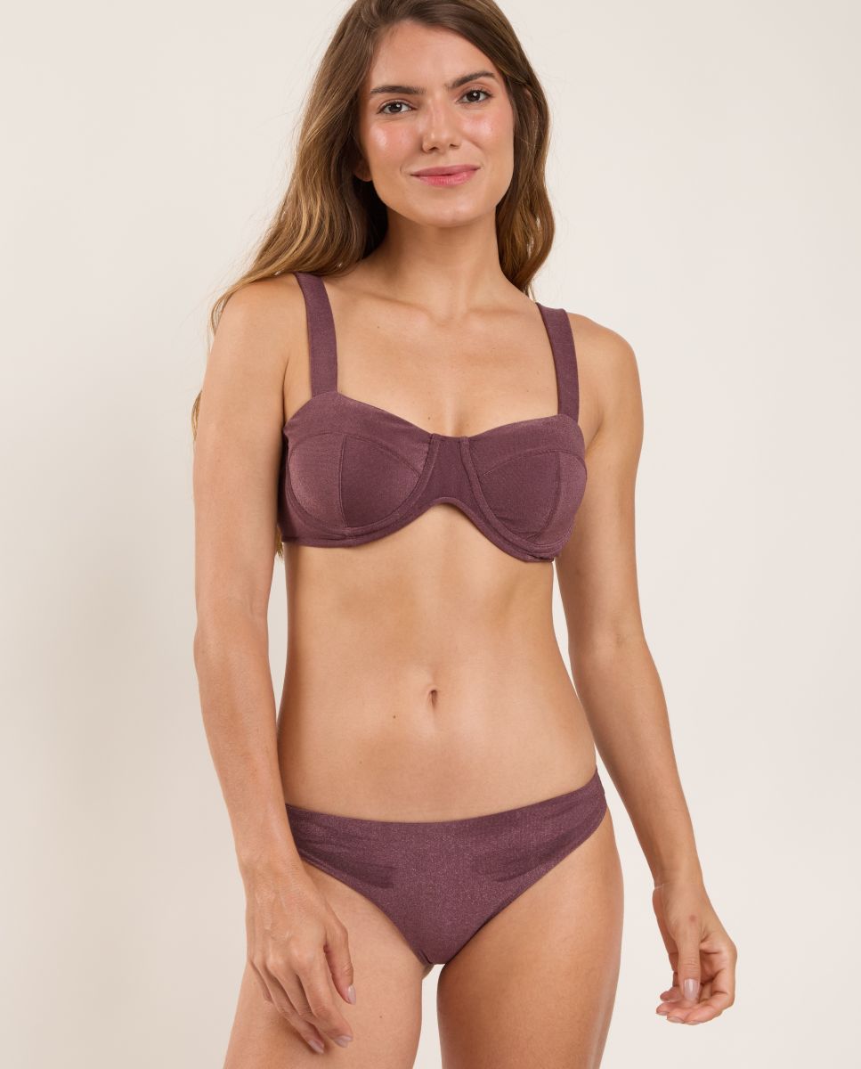 Top de Biquíni Balconette Liso com Forro Bordeaux-2
