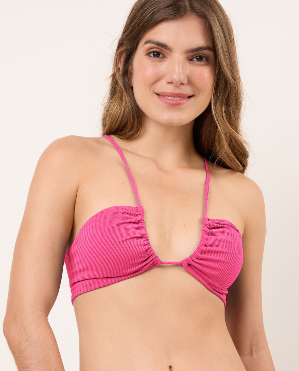 Top de Biquíni Desportivo Liso com Forro magenta-claro-1