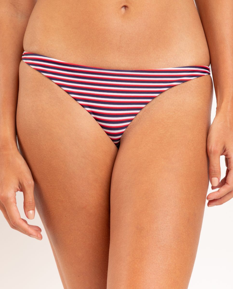 Cueca de Biquíni com Laço Estampada Azul-marinho / Rosa-1