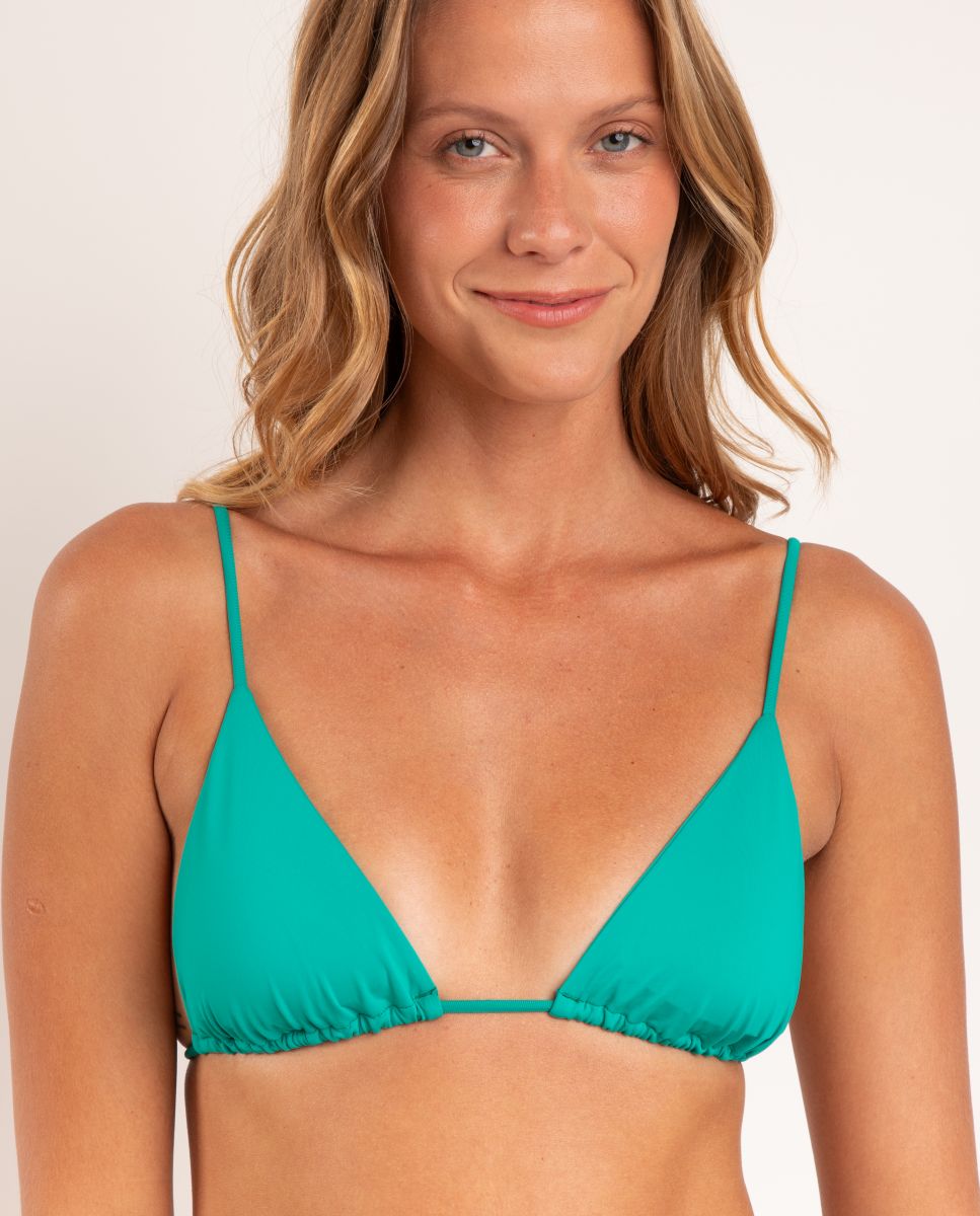 Top de Biquíni Triângulo Liso com Forro Verde-1