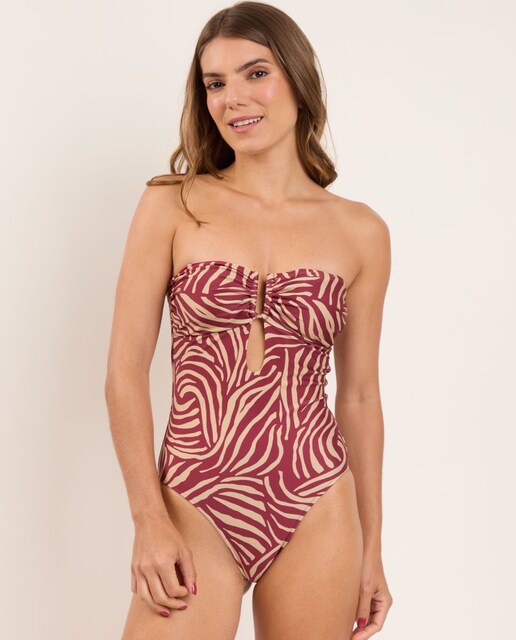 Imagem 0 de Fato de Banho Bandeau Estampado com Forro