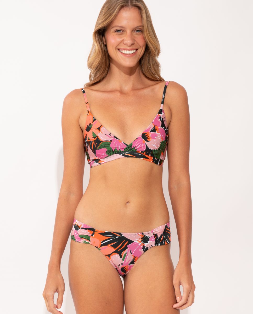 Top de Biquíni Triângulo Estampado com Forro Rosa / Verde-2