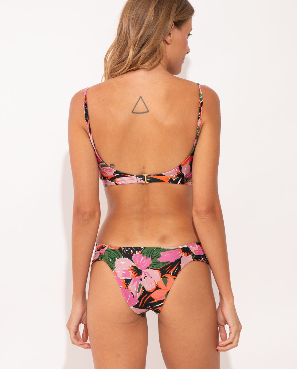 Top de Biquíni Triângulo Estampado com Forro Rosa / Verde-3