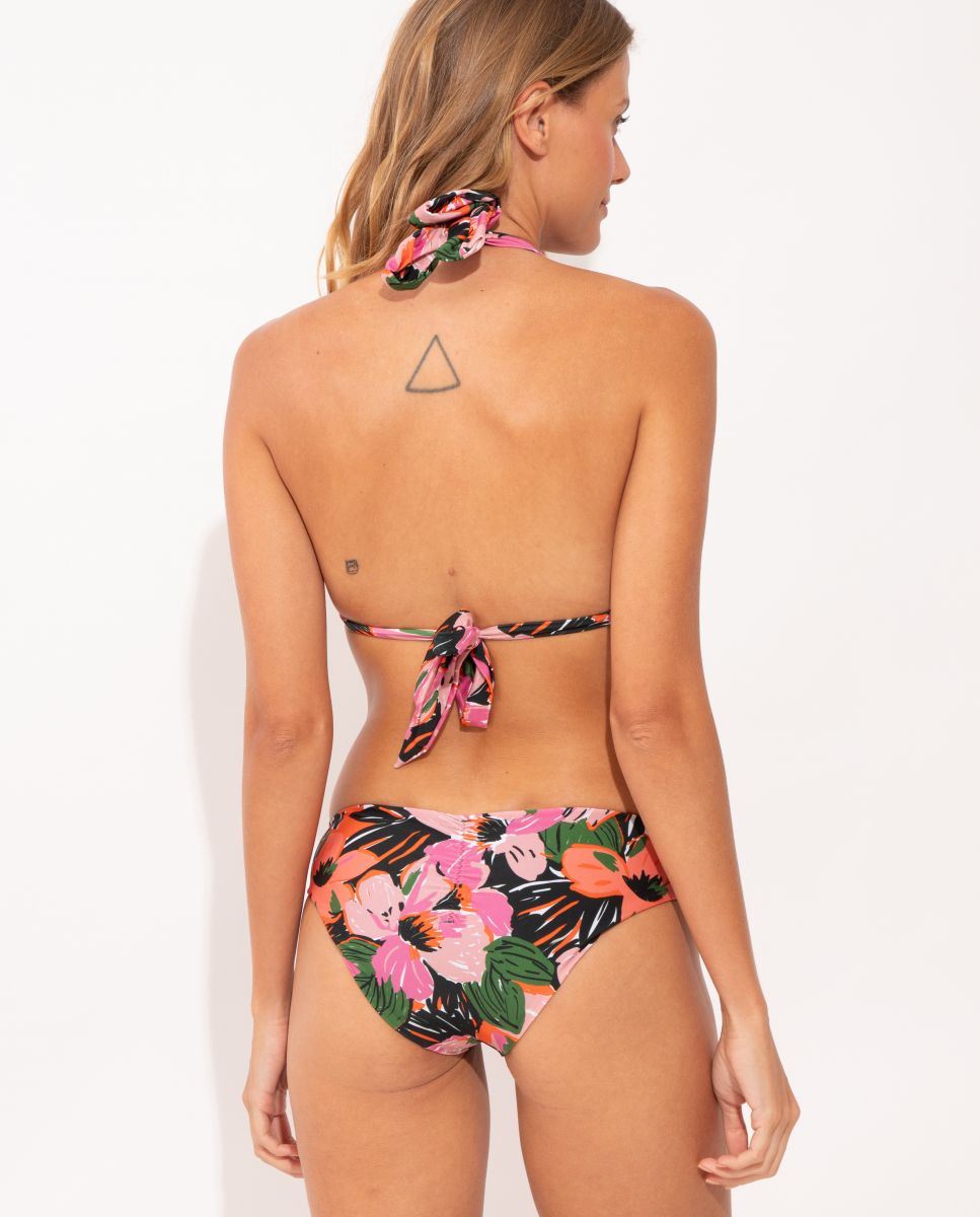 Cueca de Biquíni Brasileira Estampada Rosa / Verde-3