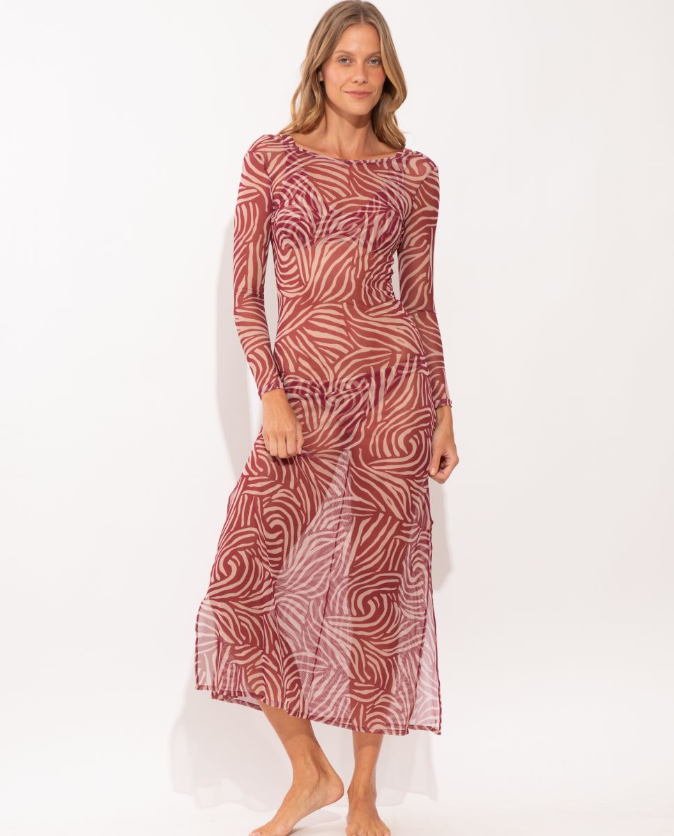 Vestido de Praia Maxi Borgonha-1