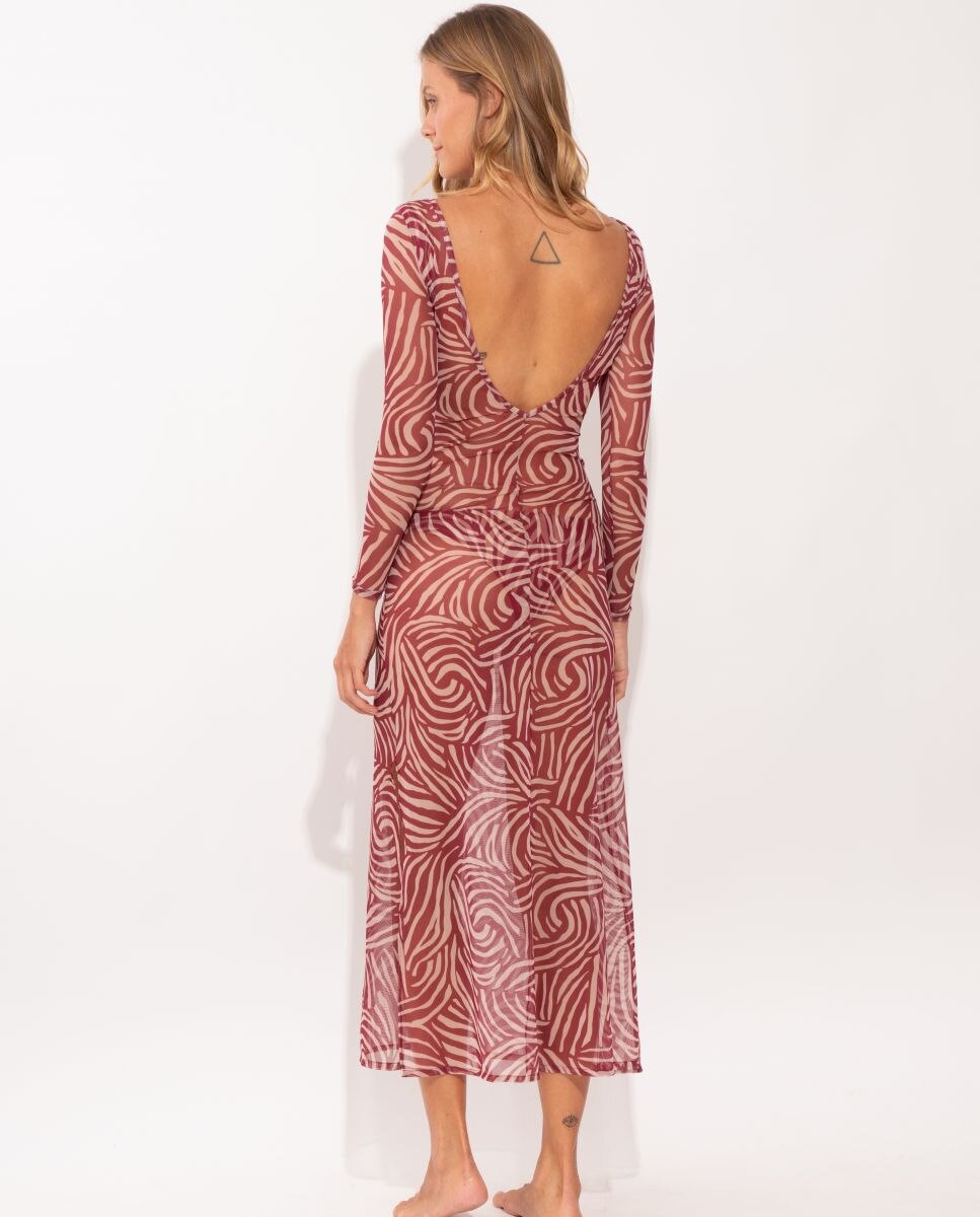 Vestido de Praia Maxi Borgonha-2