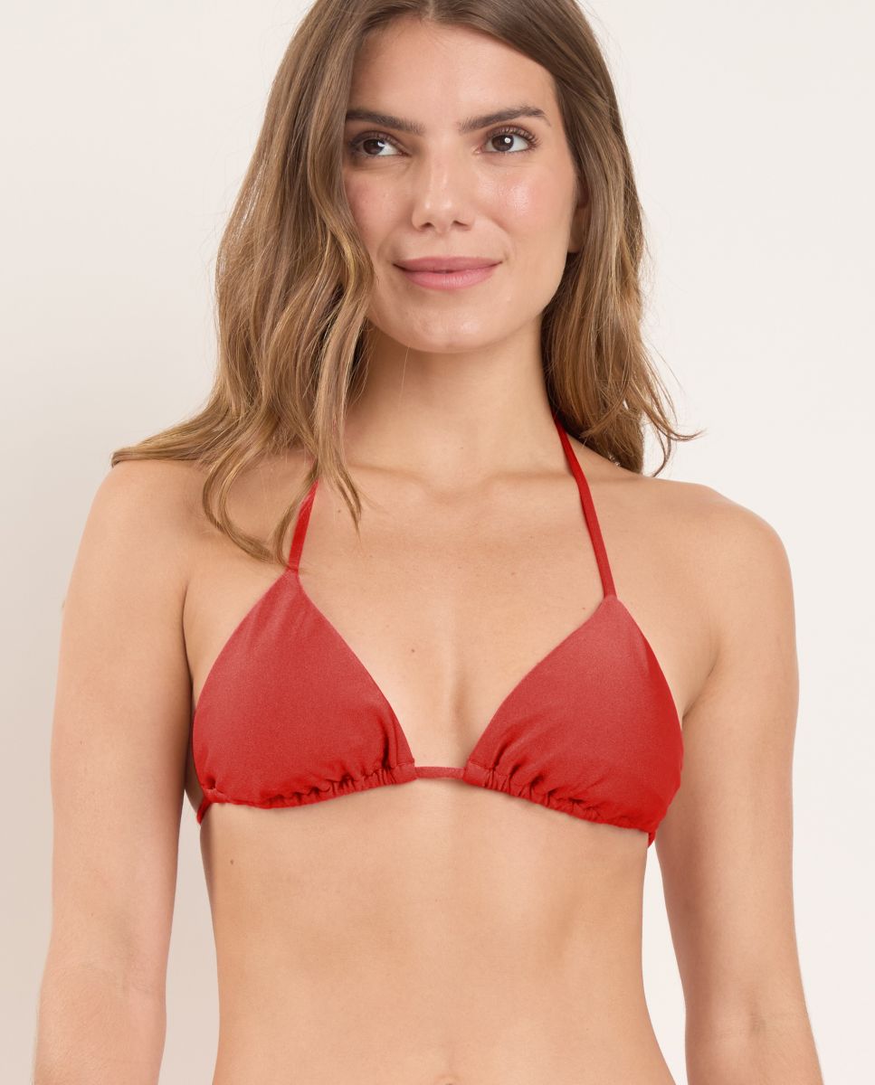 Top de Biquíni Triângulo Liso com Forro Brilhante-1