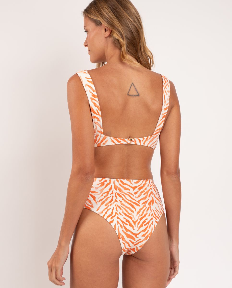 Top de Biquíni Desportivo Estampado Laranja-claro-3