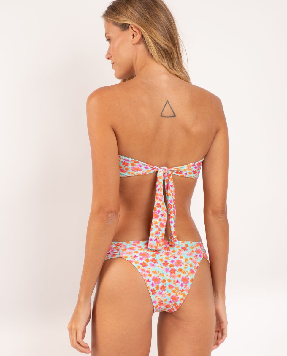 Top de Biquíni Bandeau Estampado com Forro Rosa-claro-3