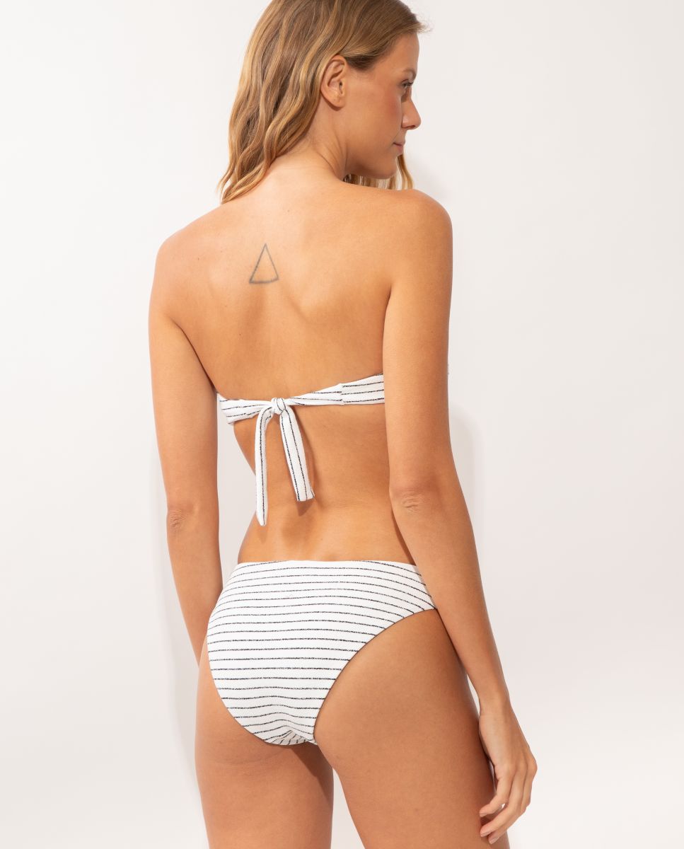 Top de Biquíni Bandeau Estampado Branco / Preto-3