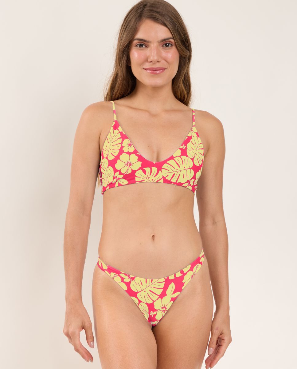 Cueca de Biquíni Brasileira Estampada Rosa-2