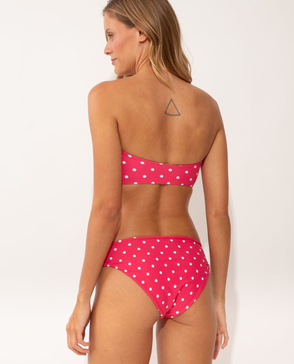 Top de Biquíni Bandeau Estampado com Forro Rosa / Branco-3