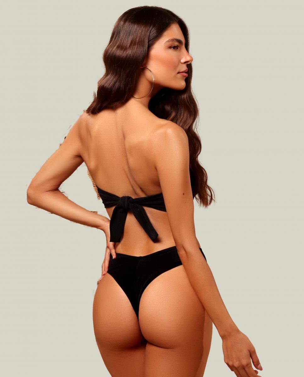 Top de Biquíni Bandeau Liso com Forro Preto-3