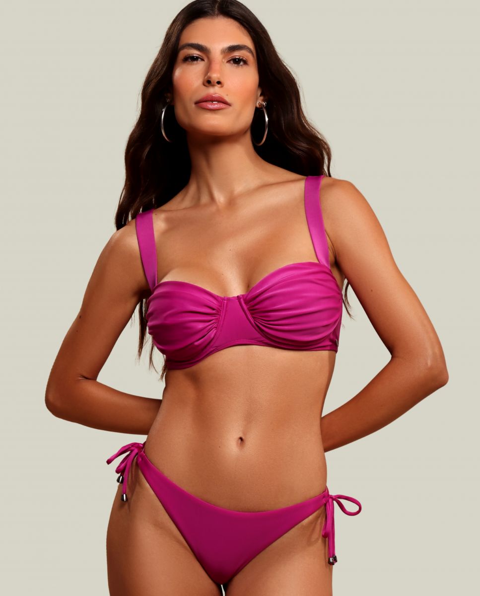 Top de Biquíni Balconette Liso com Forro Magenta-2