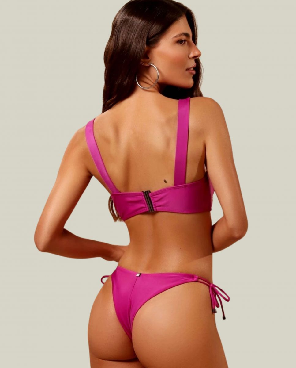 Top de Biquíni Balconette Liso com Forro Magenta-3