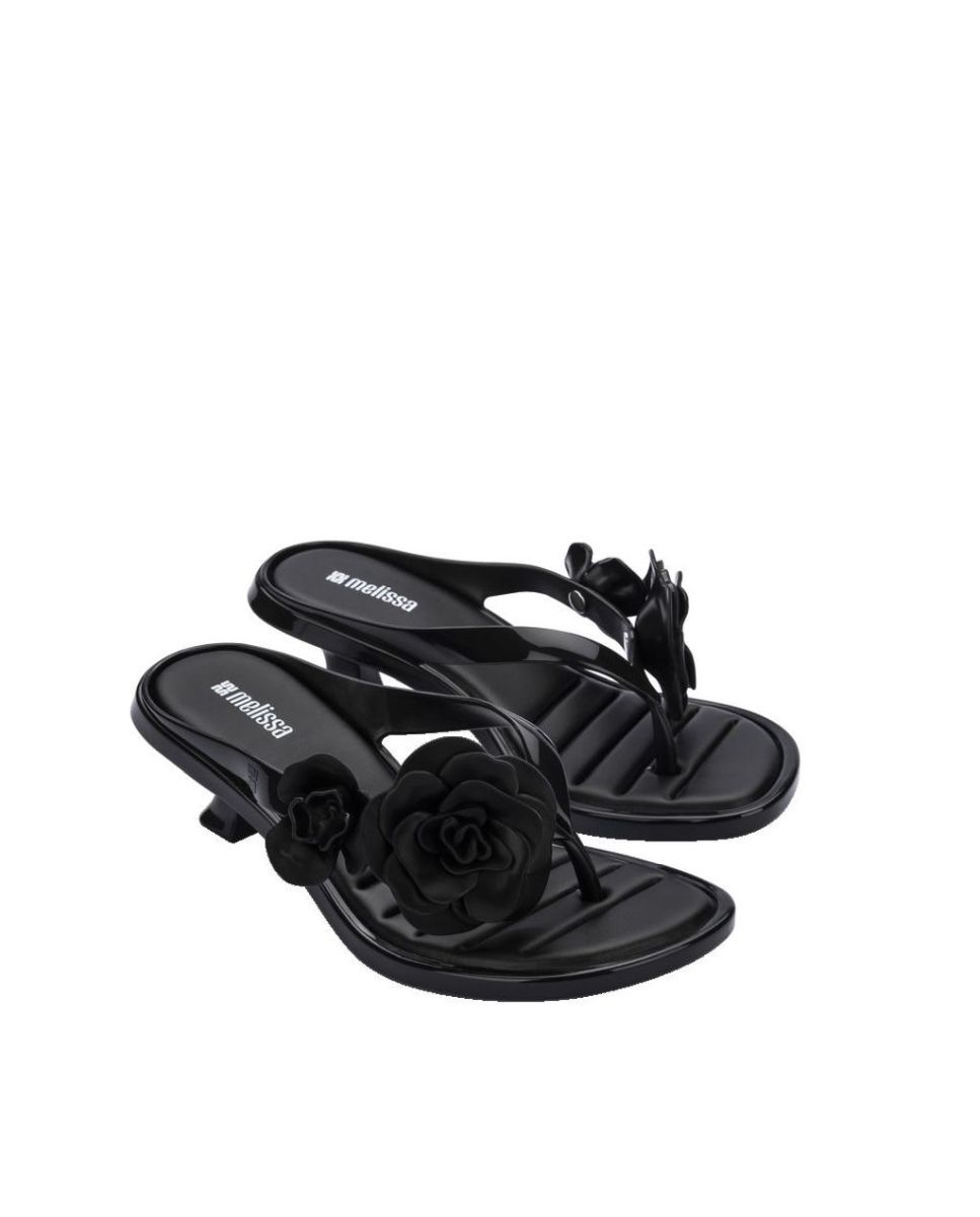 Chinelos Melissa Thong Kitten Heel Petals Preto Preto-2