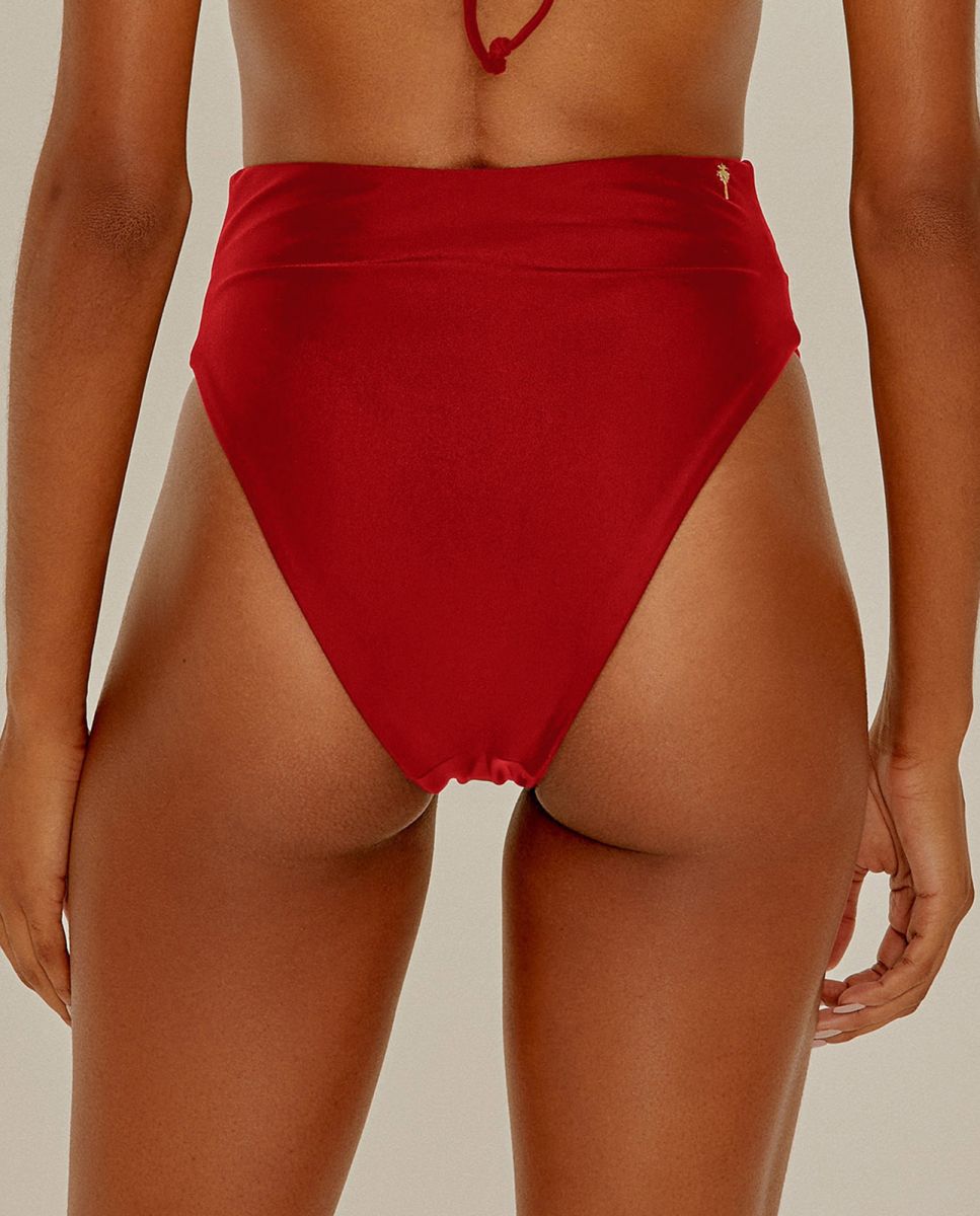 Cueca de Biquíni Culotte Lisa Vermelho Metálico-2