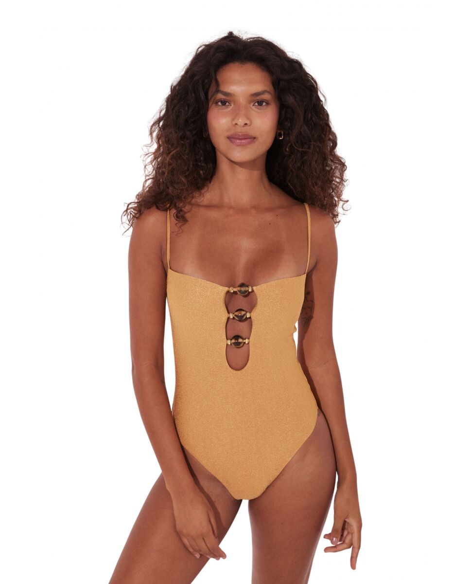 Fato de Banho Brasileiro Liso com Forro Ouro-2