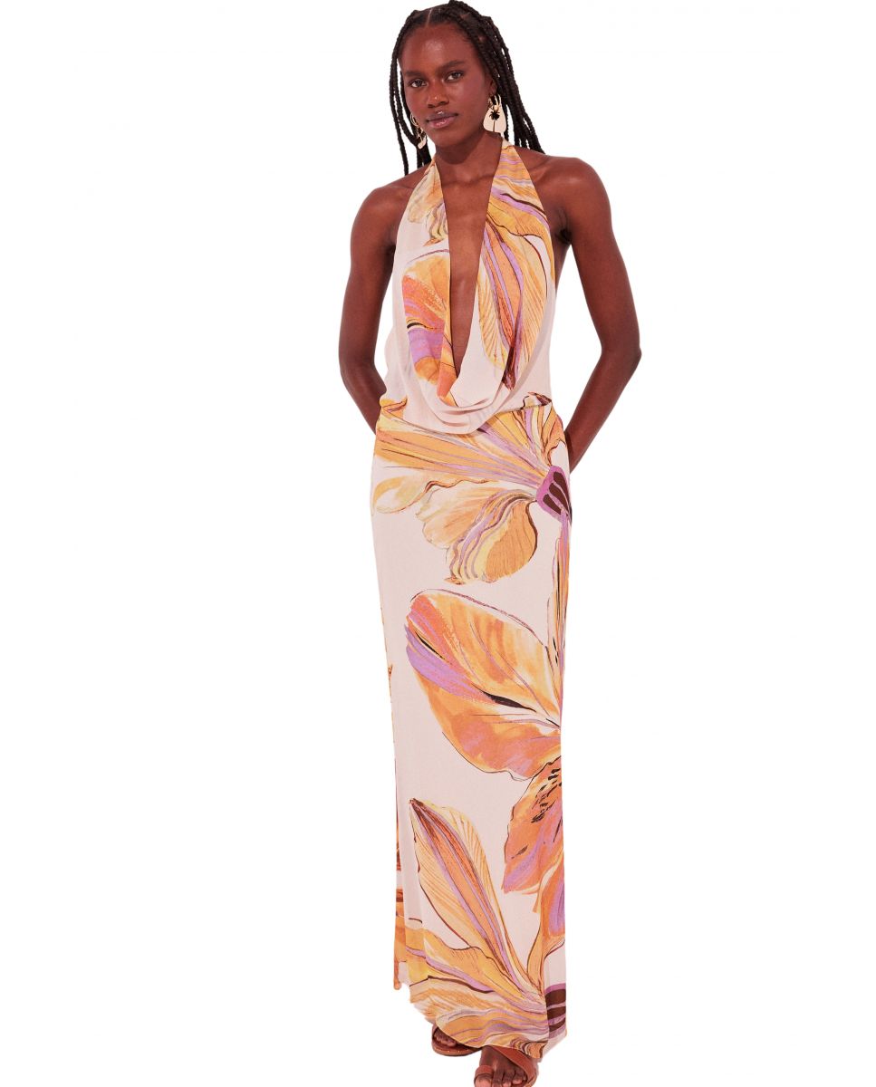 Vestido de Praia Maxi Bege-1