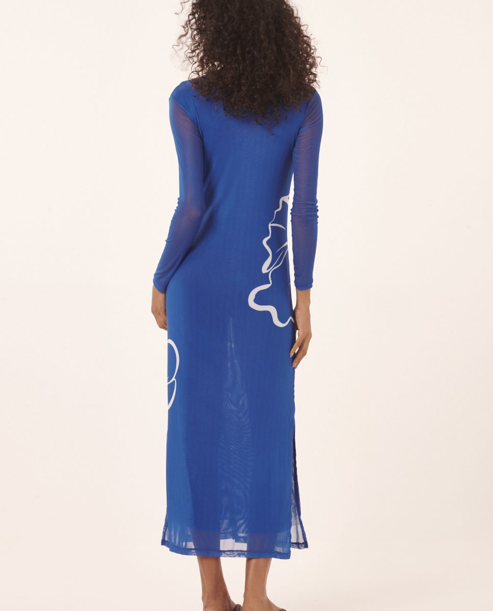 Vestido de Praia Maxi Azul-2