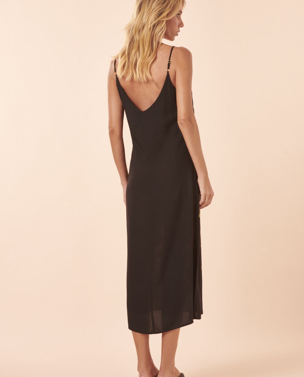 Vestido de Praia Midi Preto / Amarelo-2