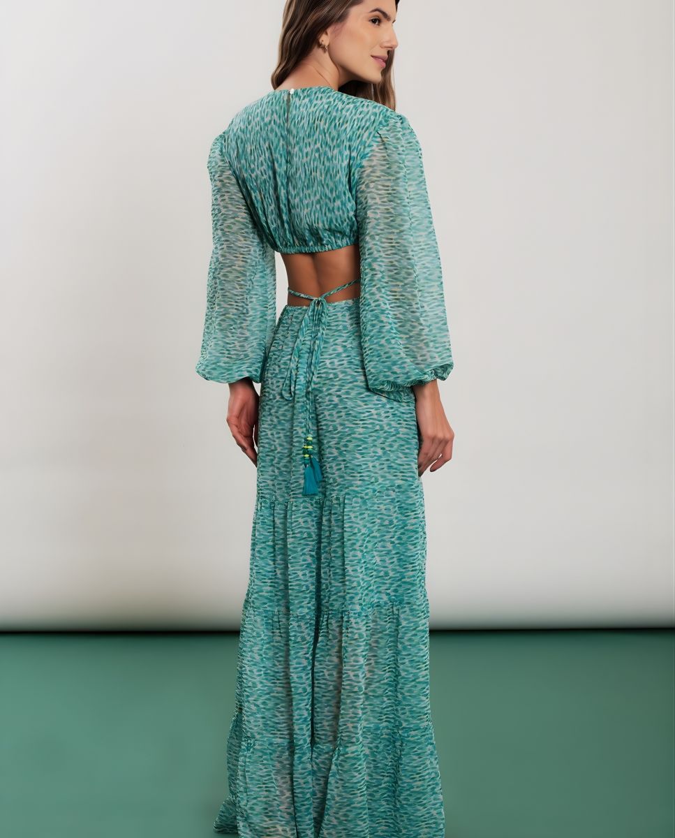 Vestido de Praia Maxi Azul-turquesa-2