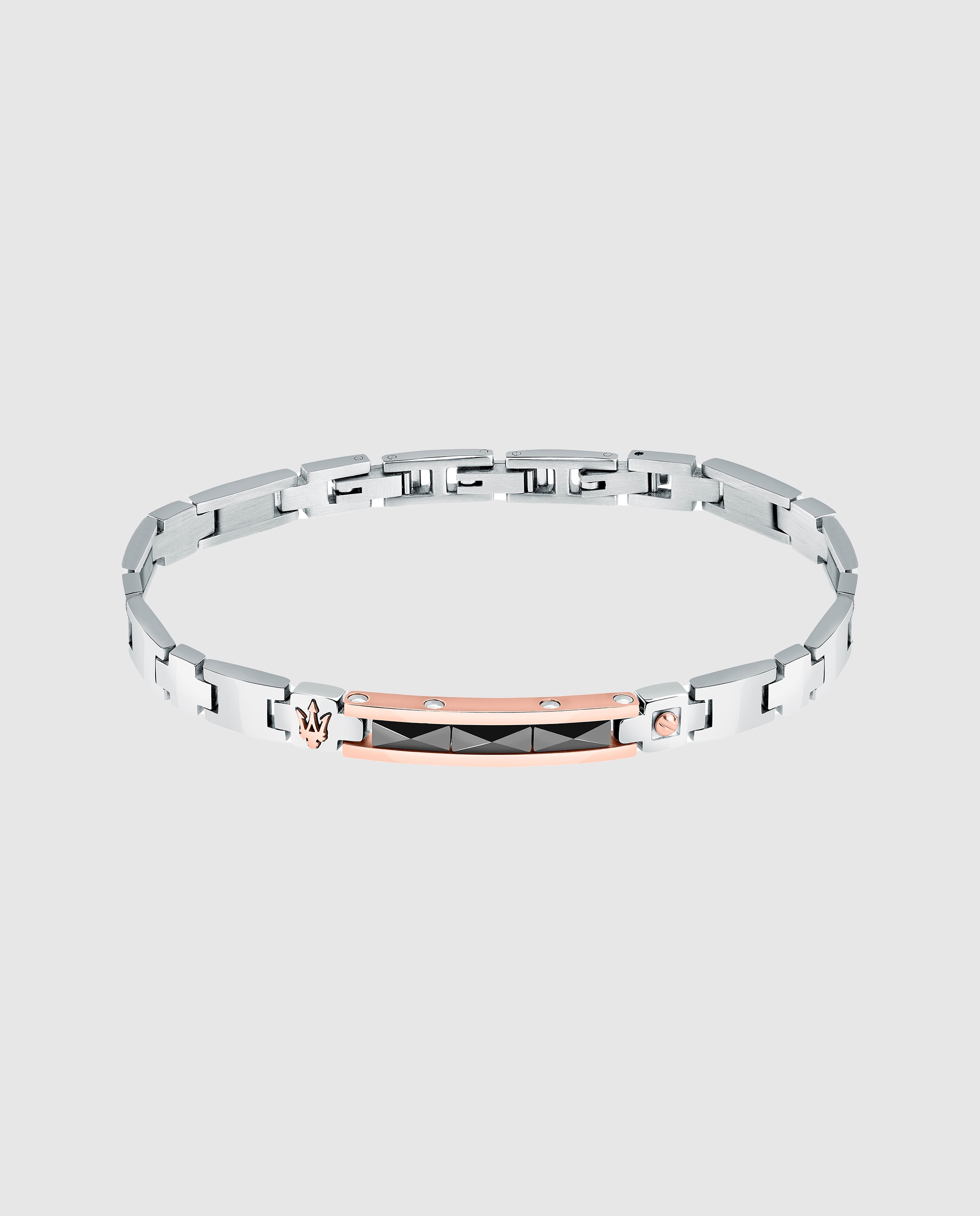 Pulseira Varis de Aço Prateada Prata / Rosa-1