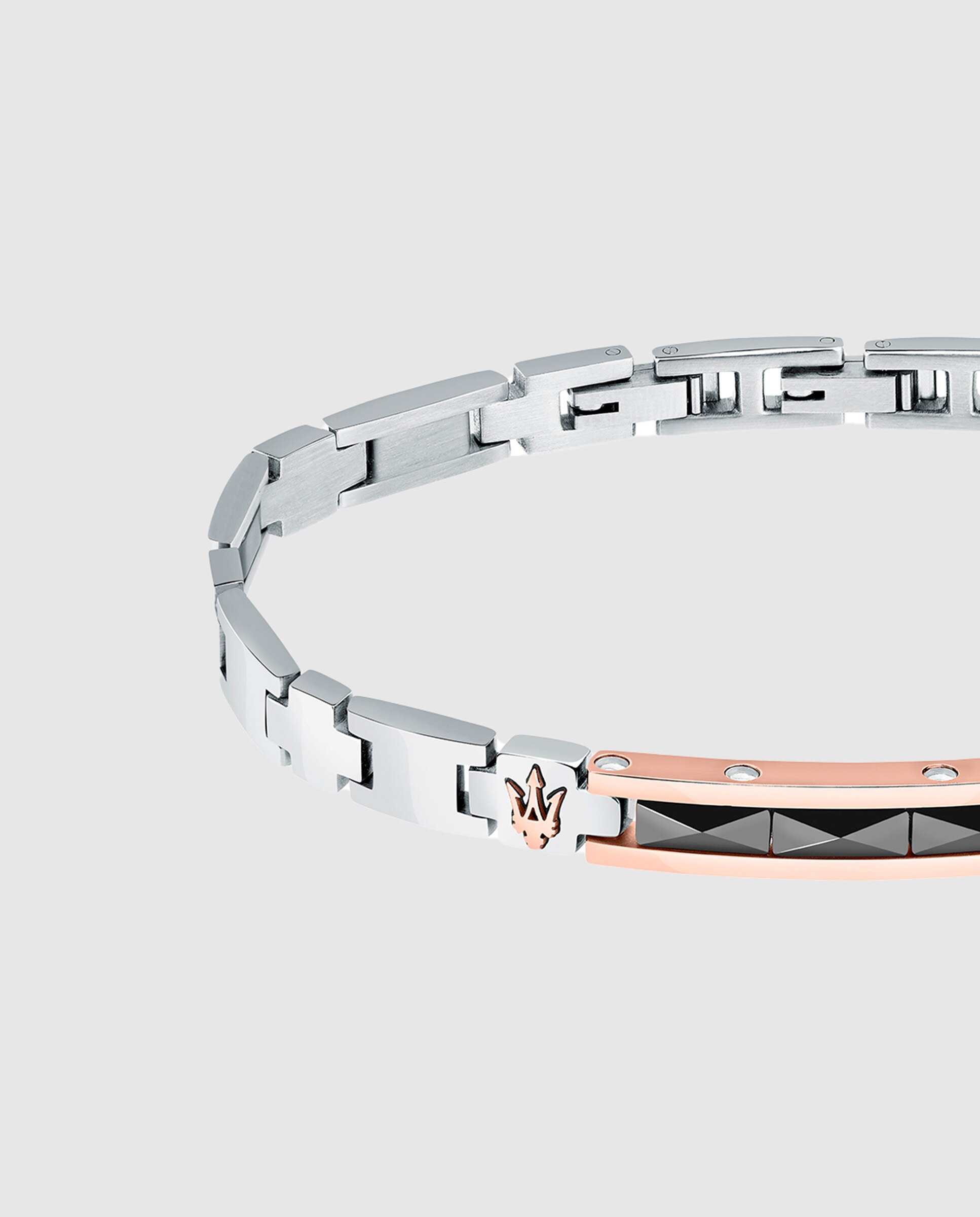 Pulseira Varis de Aço Prateada Prata / Rosa-2