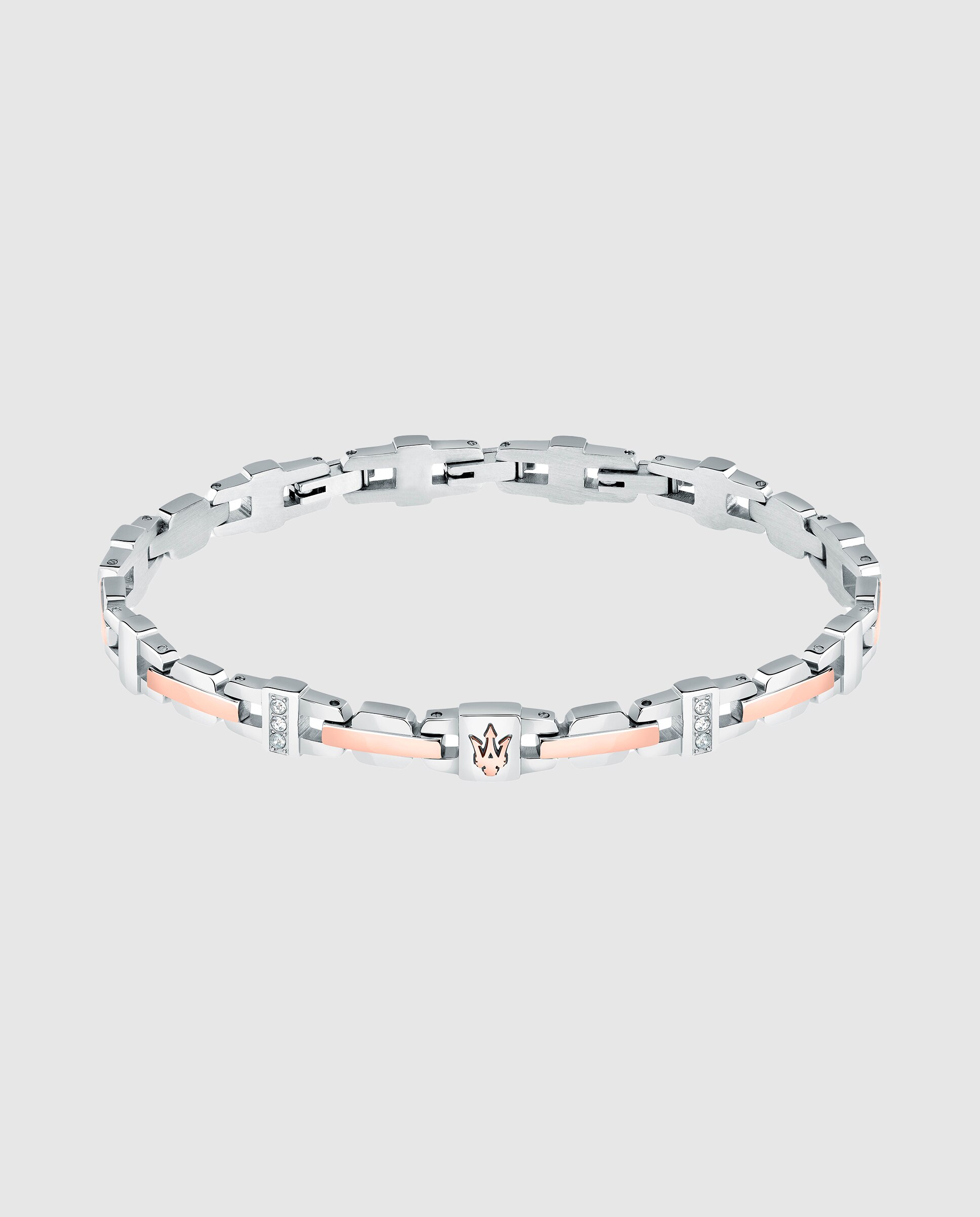 Pulseira Varis de Aço Prateada Prata / Rosa-1