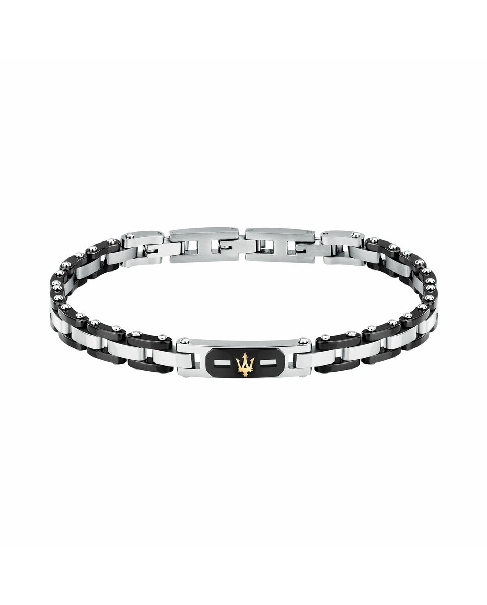 Pulseira Maserati de Aço Prateada Preto / Prata-1