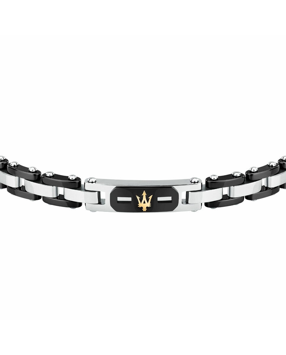 Pulseira Maserati de Aço Prateada Preto / Prata-2