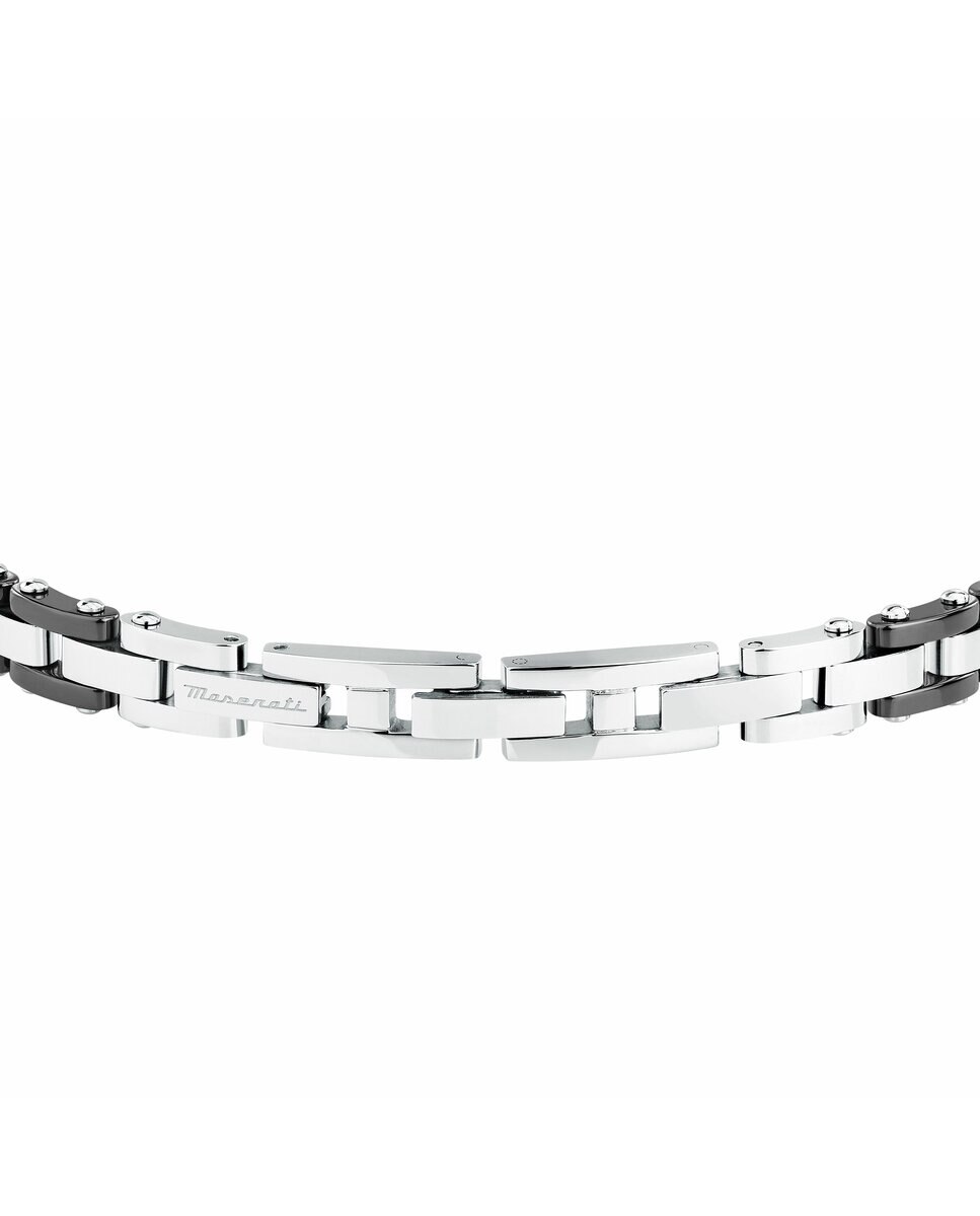 Pulseira Maserati de Aço Prateada Preto / Prata-3