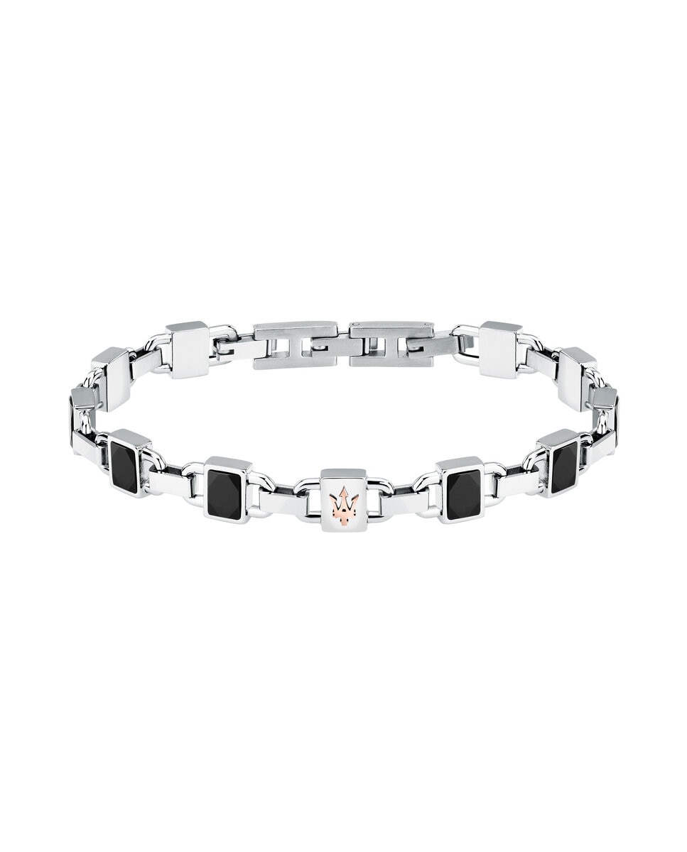 Pulseira Maserati de Aço Prateada Preto / Prata-1