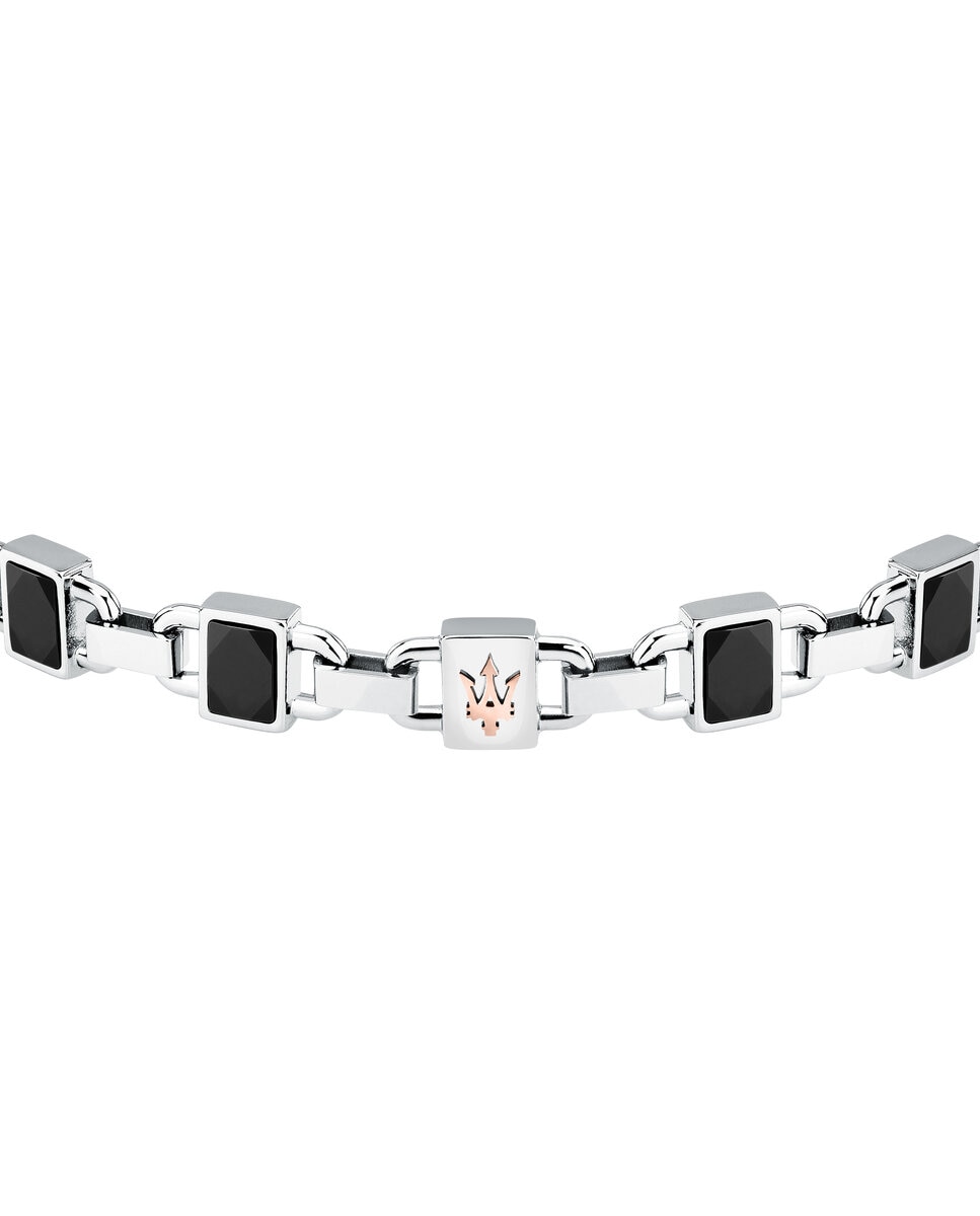 Pulseira Maserati de Aço Prateada Preto / Prata-2