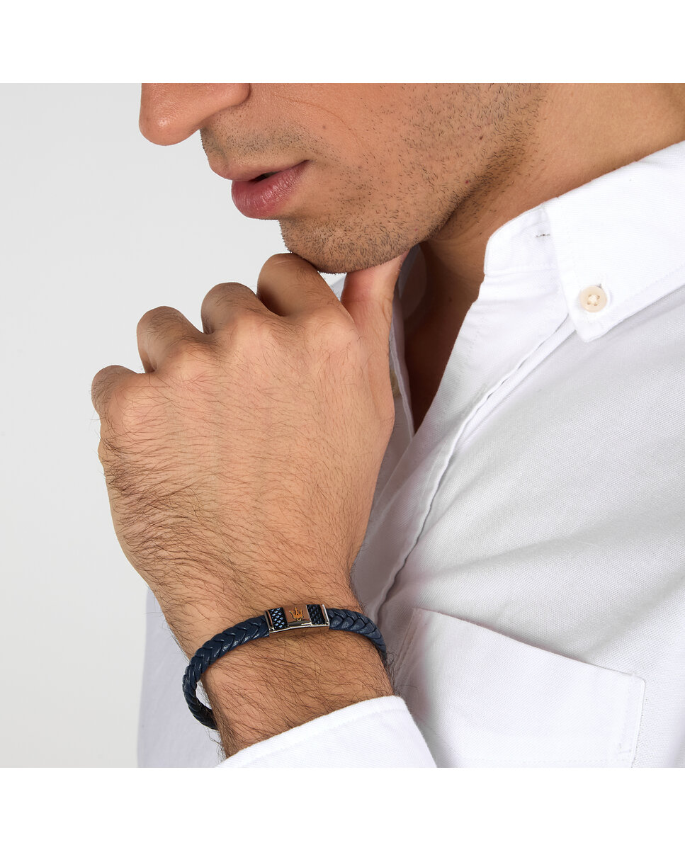 Pulseira Maserati de Aço Prateada Azul-5