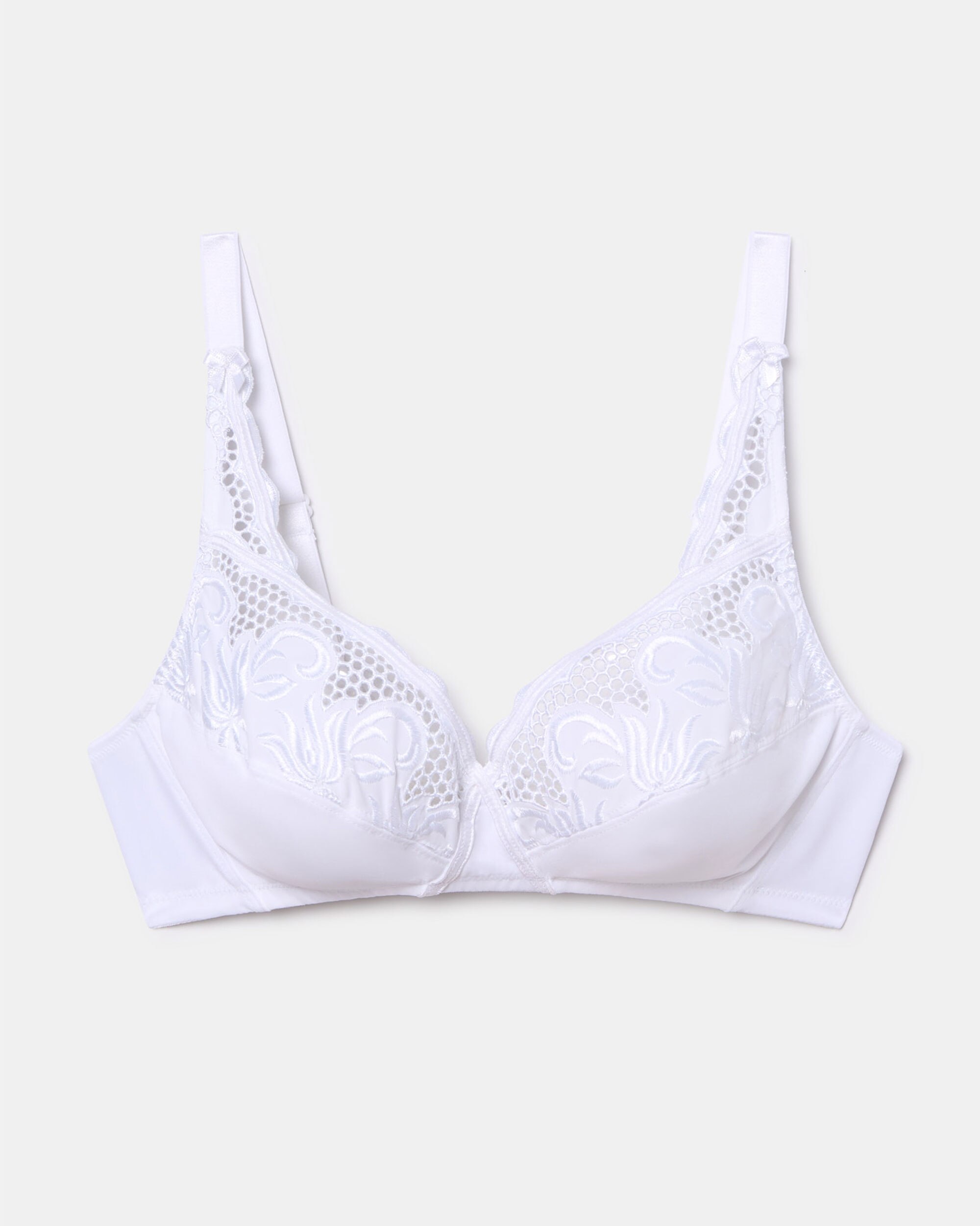 Soutien sem Aros de Sustentação Clássica com Renda Branco-4